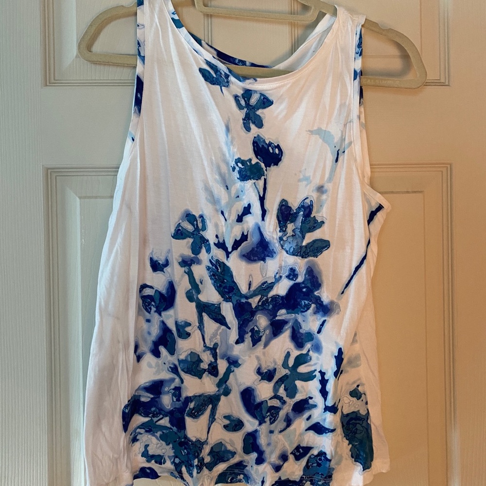 Talbots XL blue and white tank top.